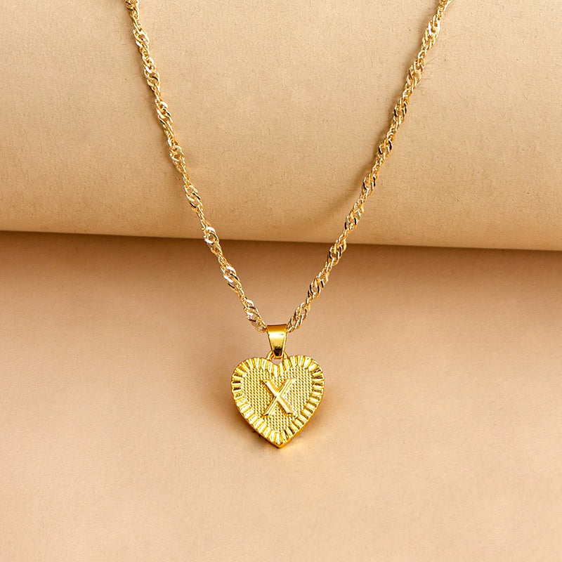 Vintage Initial Heart Necklace