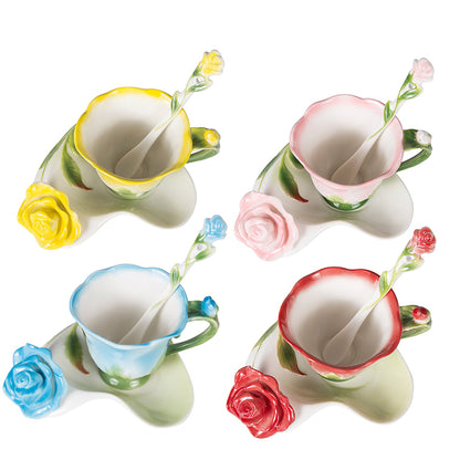 Flower Enamel Ceramic Mug