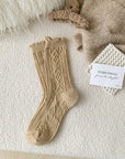 Diamond-shaped Wool Mid-thigh Socks