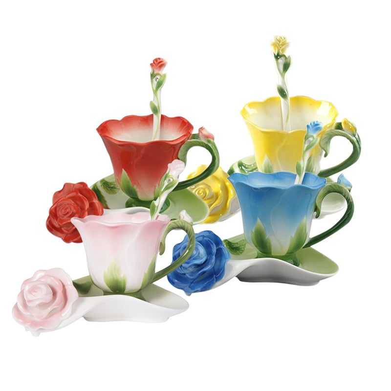 Flower Enamel Ceramic Mug