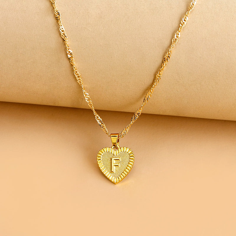 Vintage Initial Heart Necklace