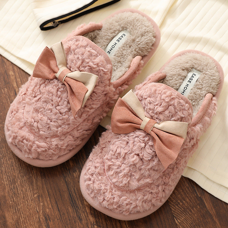 Couple Matching Plush Bow Slippers