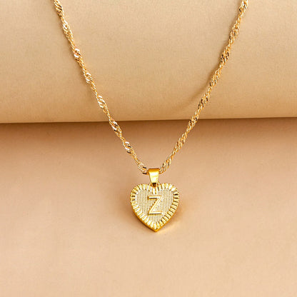 Vintage Initial Heart Necklace