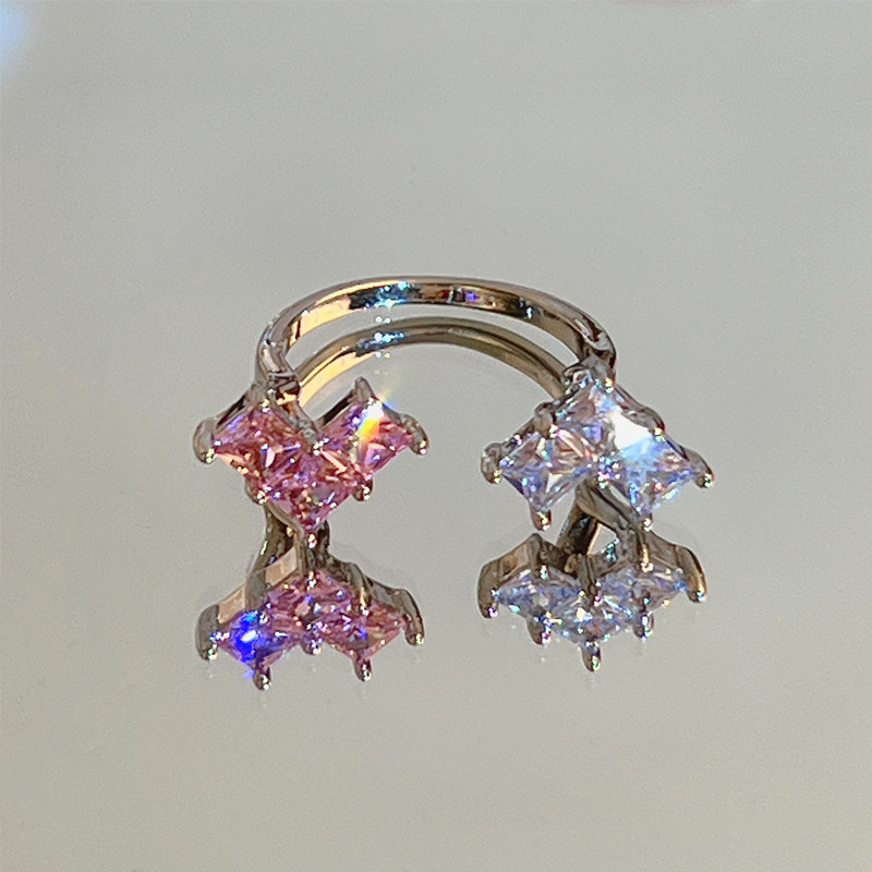 Y2K Pink Rhinestone Rings