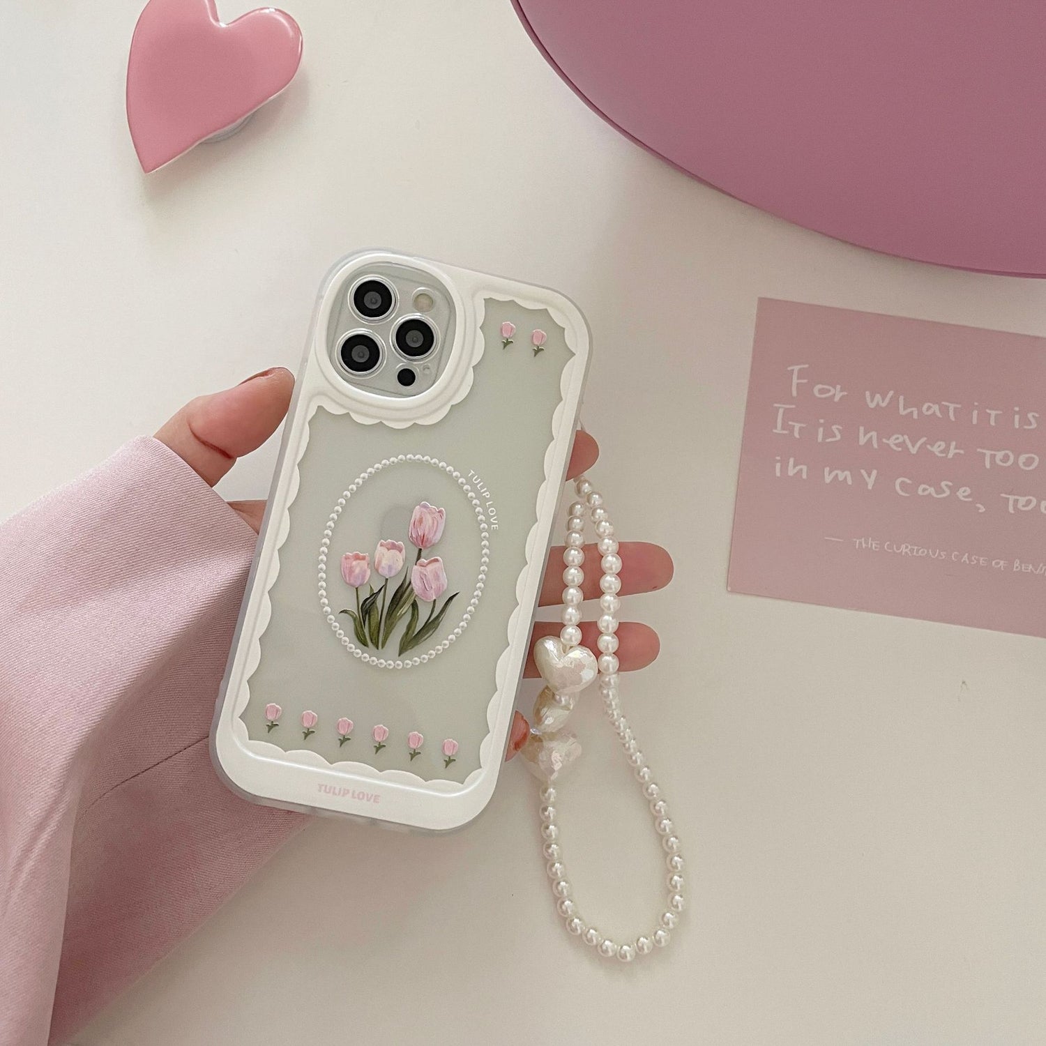 Tulip Vintage With Pearl Chain Phone Case