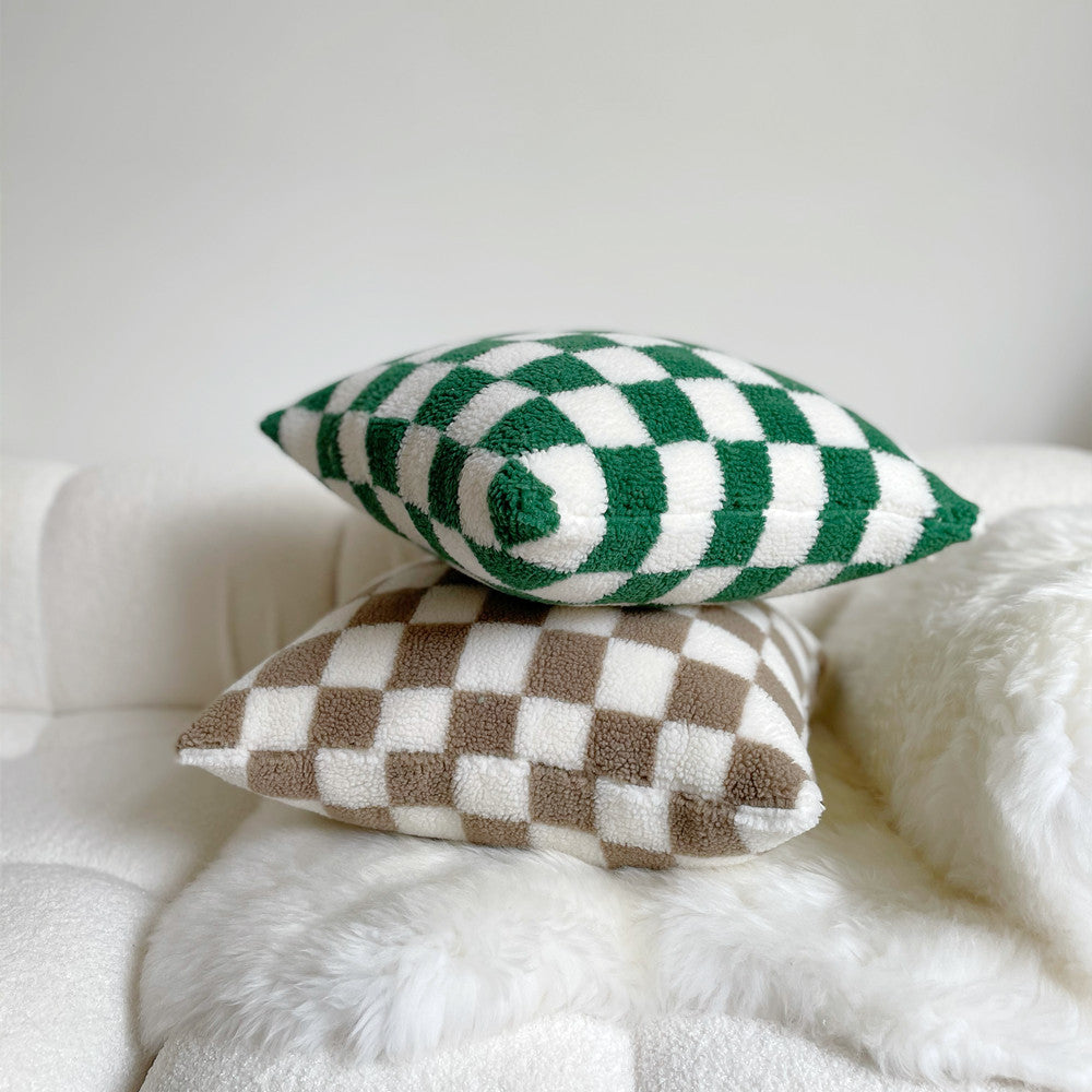 Lamb Fleece Checkerboard Pillow