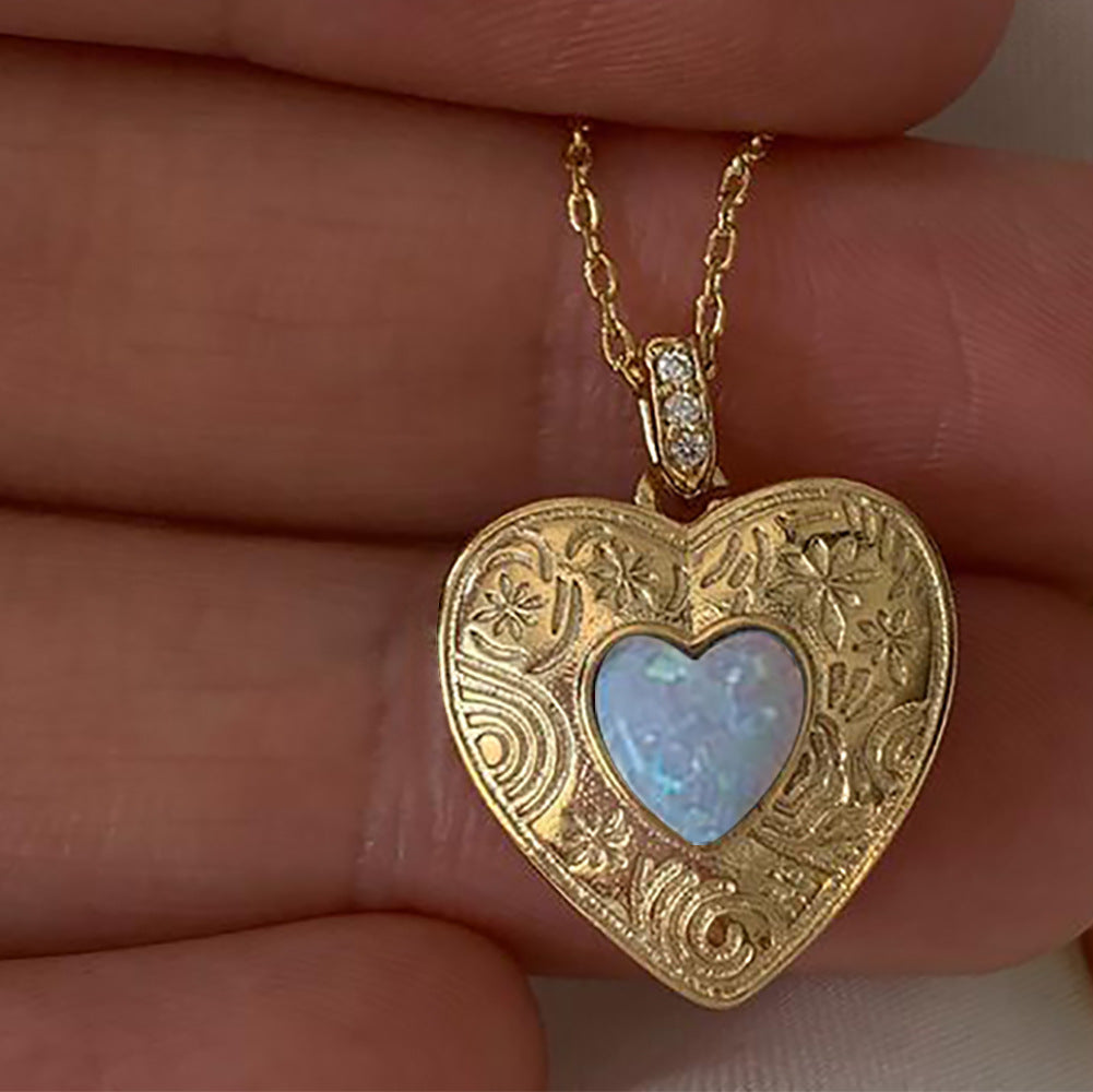 Best Interest at Heart Vintage heart pendant necklace (engraving avail –  ILENE & CO.