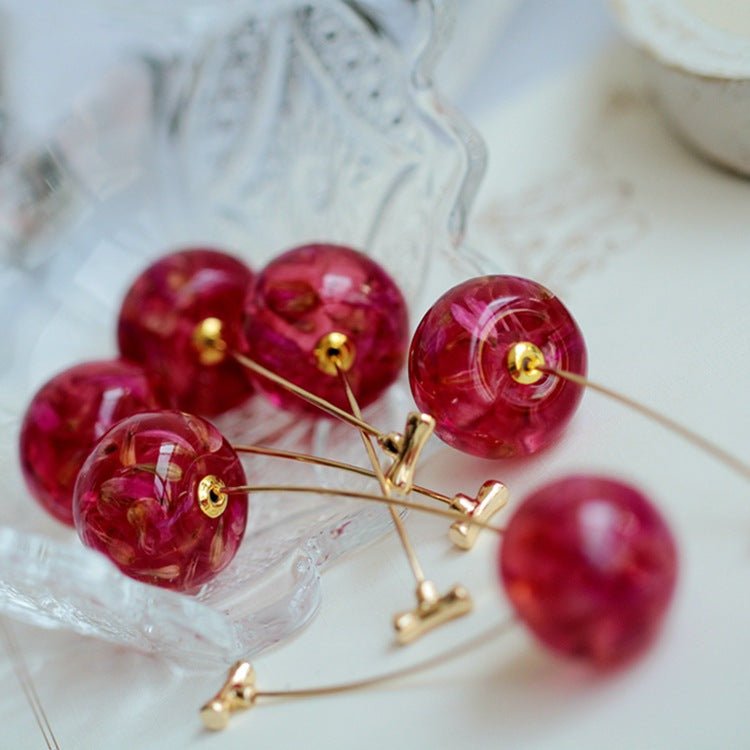 Red Cherry Drop Earrings