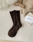 Diamond-shaped Wool Mid-thigh Socks