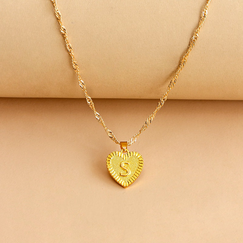 Vintage Initial Heart Necklace