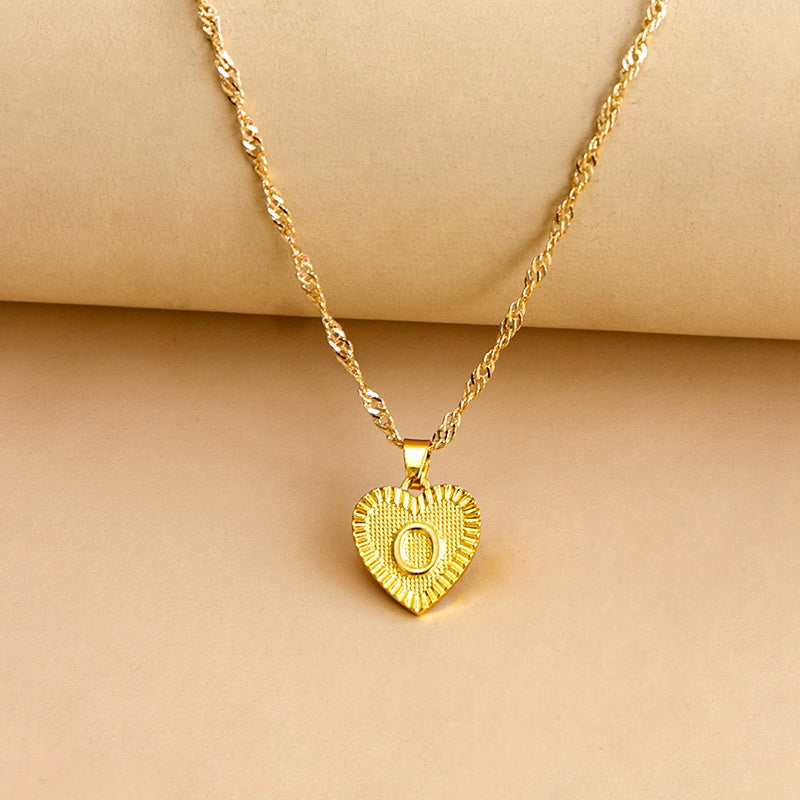 Vintage Initial Heart Necklace