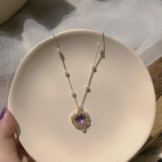 Vintage Purple Heart Necklace