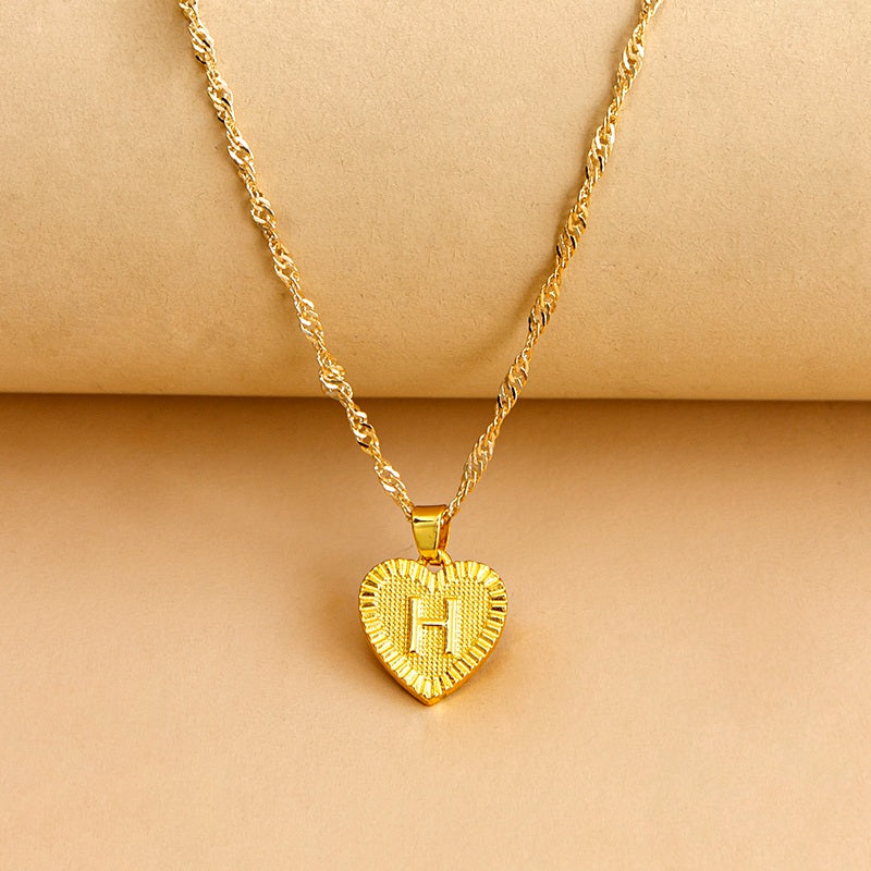 Vintage Initial Heart Necklace