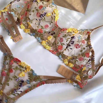 Floral Embroidered Lingerie