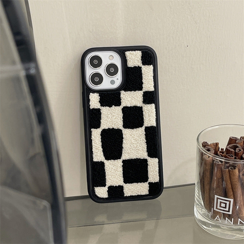 Checkered Embroidered Phone Case