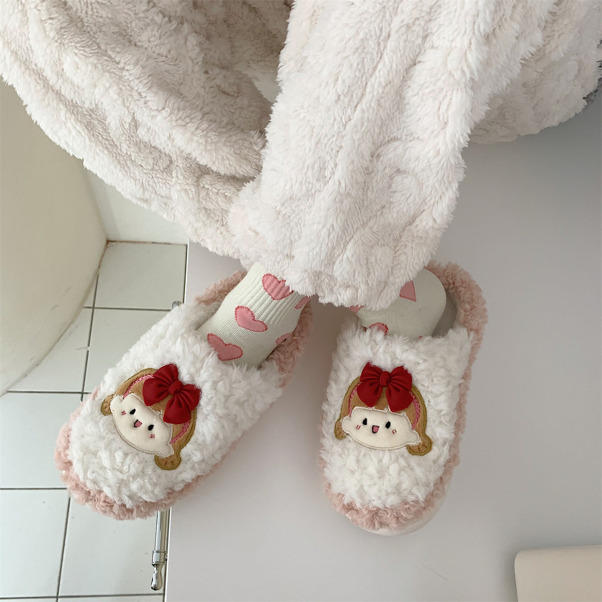 Bow Plush Slippers