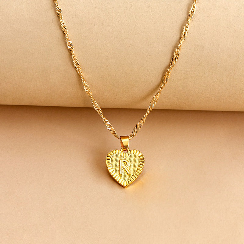 Vintage Initial Heart Necklace