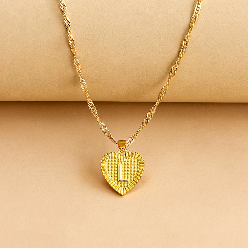 Vintage Initial Heart Necklace