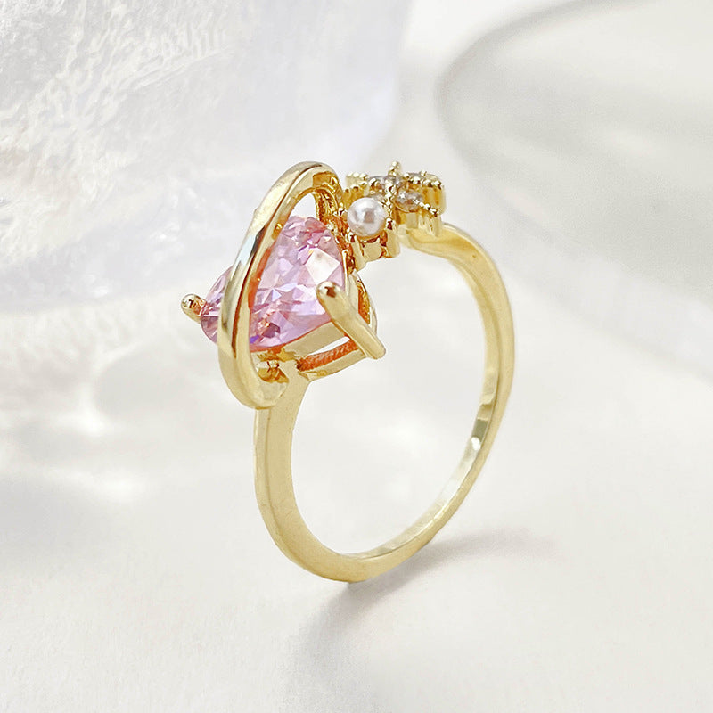 Heart &amp; Star Pink Ring