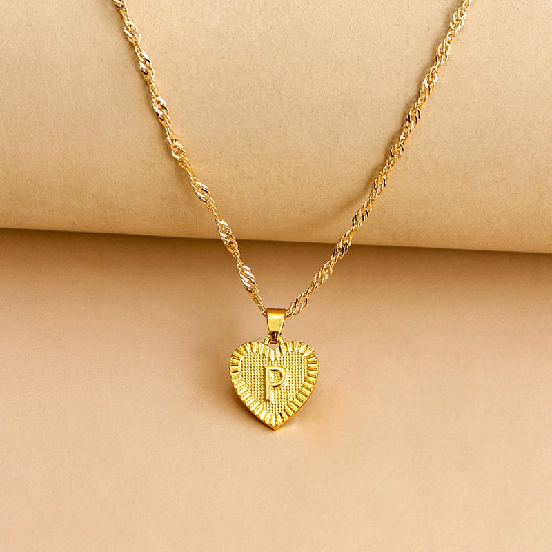 Vintage Initial Heart Necklace