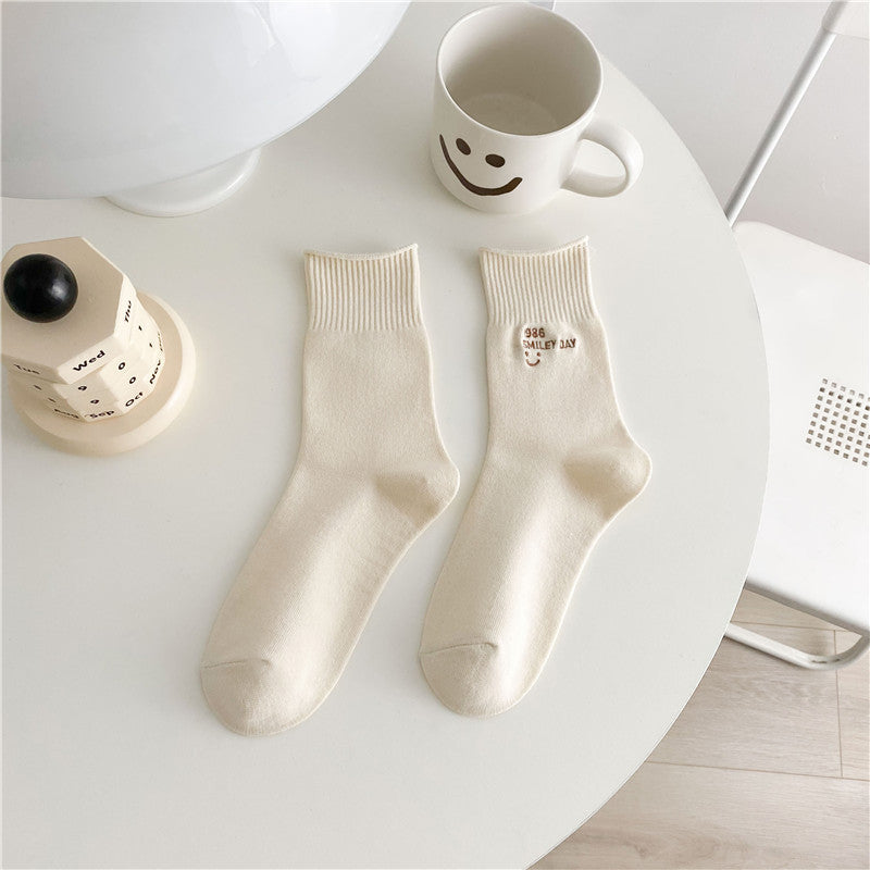 Smiley Day Embroidered Socks – Creme Cloud