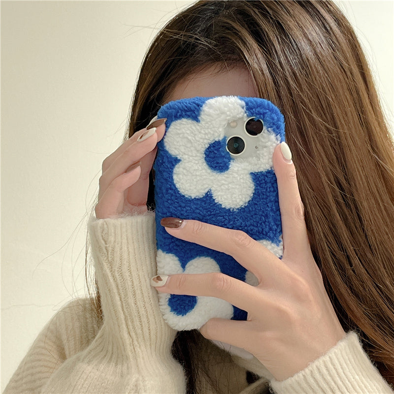 Plush Blue Flower Phone Case