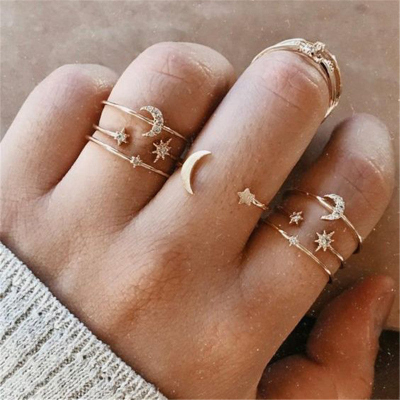 Stars and Moon Ring Set