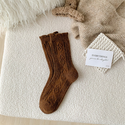 Diamond-shaped Wool Mid-thigh Socks