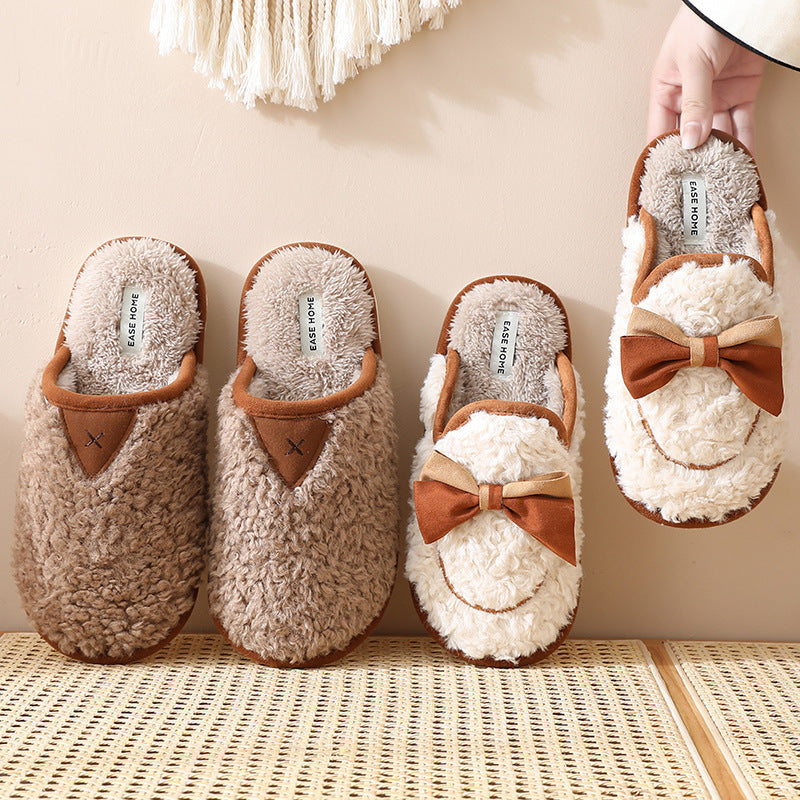 Couple Matching Plush Bow Slippers