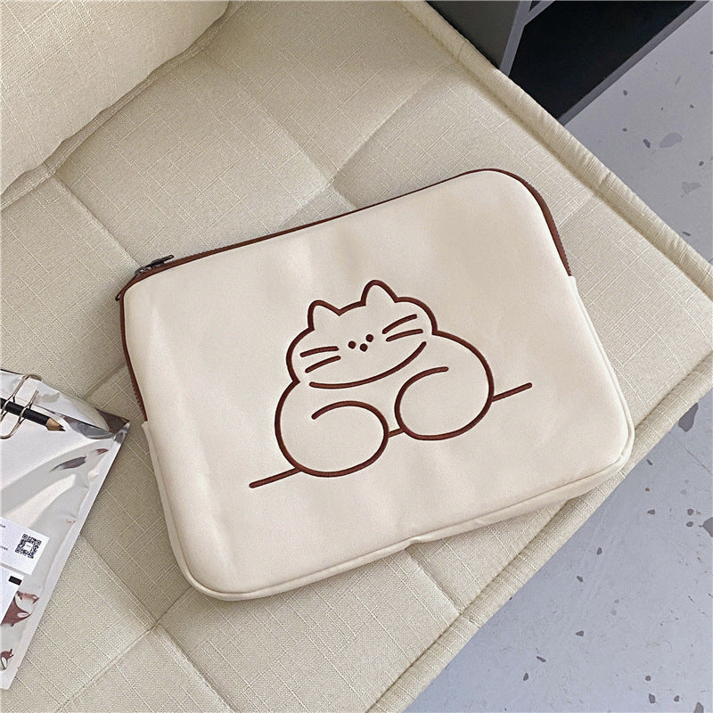 Embroidered Cat Laptop/Tablet Bag