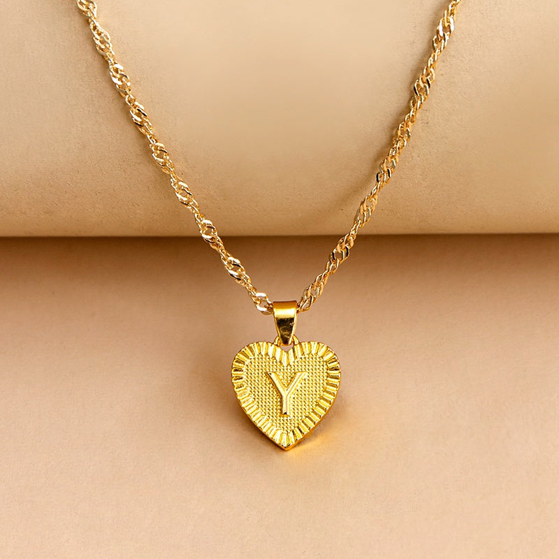 Vintage Initial Heart Necklace