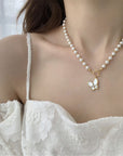 Vintage French Pearl Butterfly Necklace