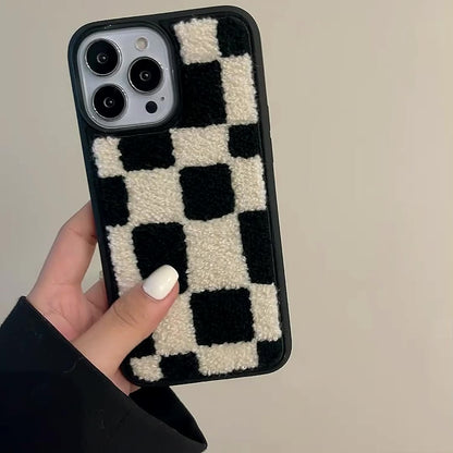 Checkered Embroidered Phone Case