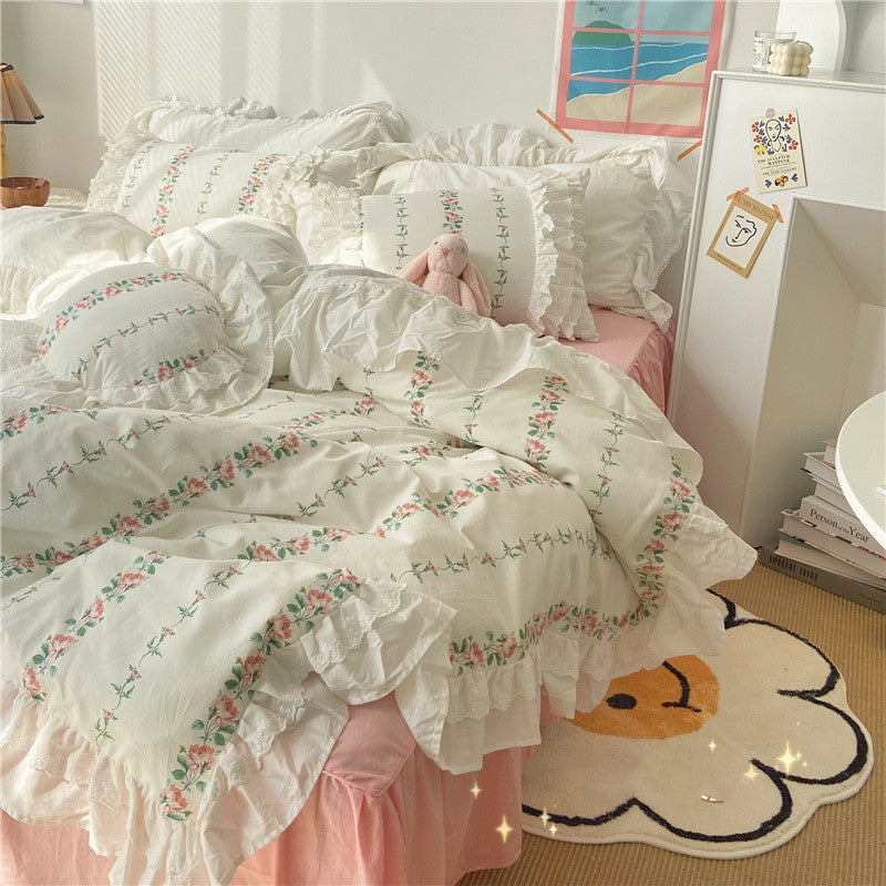 Retro Lace Cotton Bed Cover