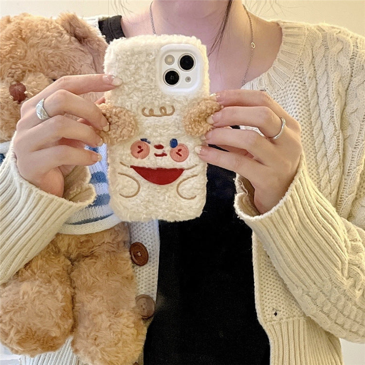 Plush Red Scarf Puppy Phone Case