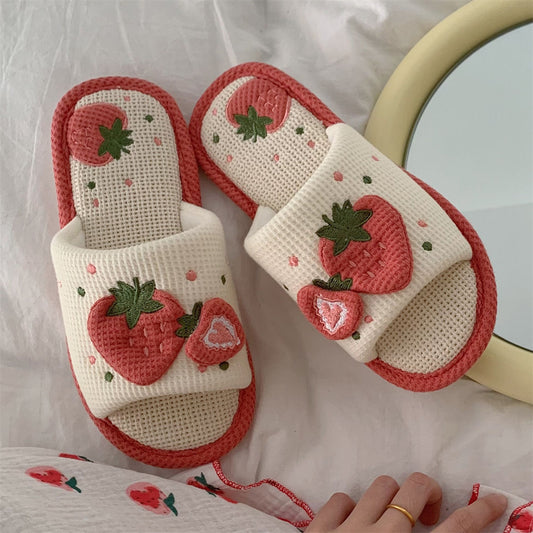 Plush Strawberry Slippers