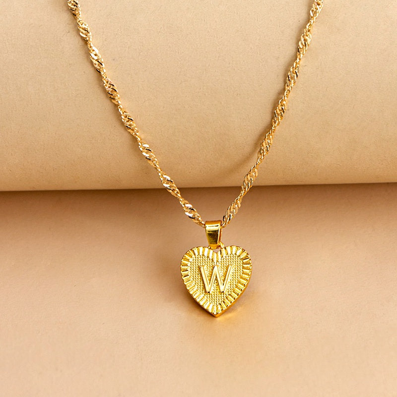 Vintage Initial Heart Necklace