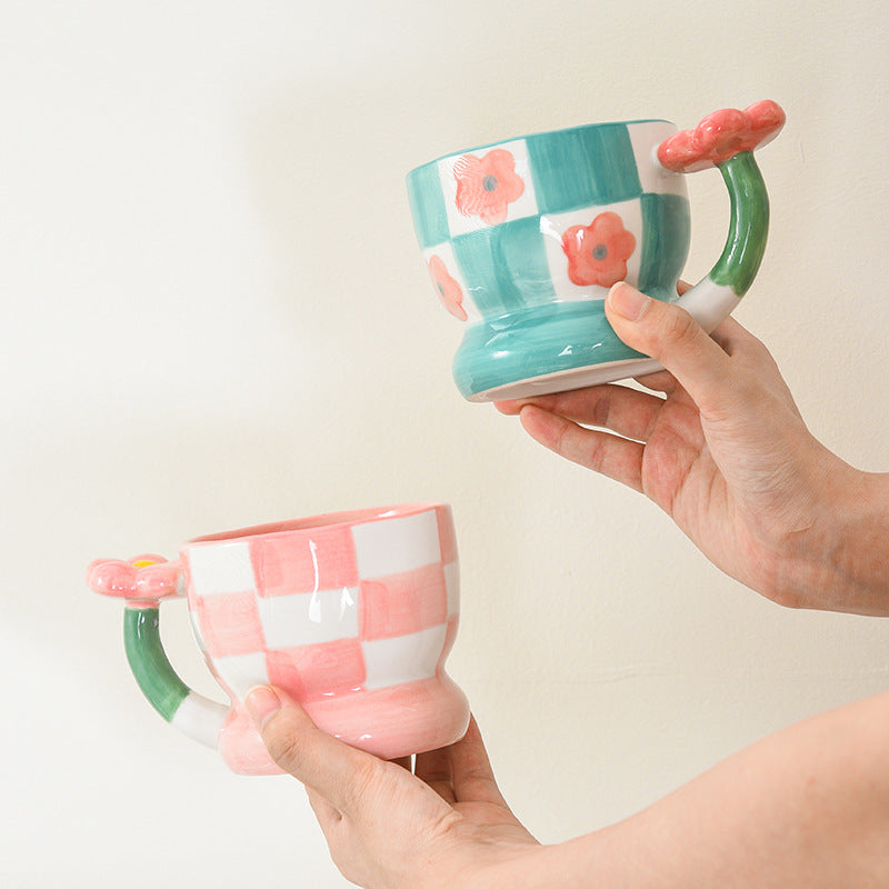 Hand Painted Floral Ceramic Mug