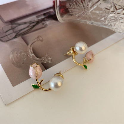 Tulip Pearl Stud Earrings