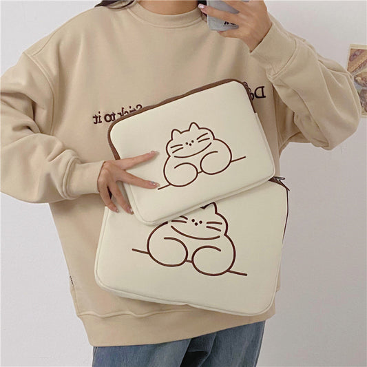 Embroidered Cat Laptop/Tablet Bag