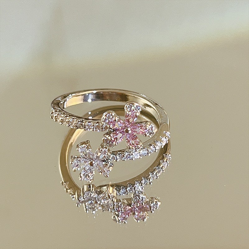 Y2K Pink Rhinestone Rings