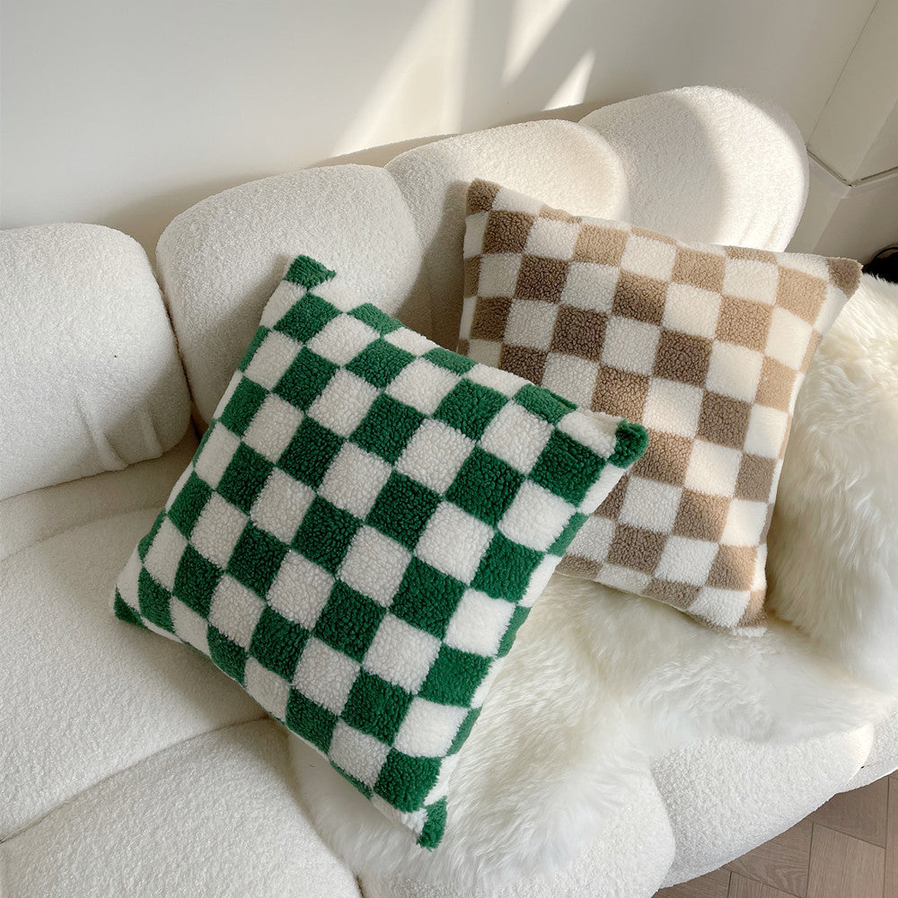 Lamb Fleece Checkerboard Pillow