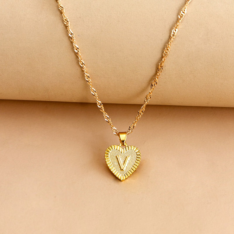 Vintage Initial Heart Necklace