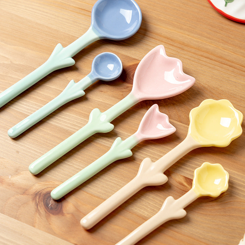 Tulip Shaped Ceramic Spoon