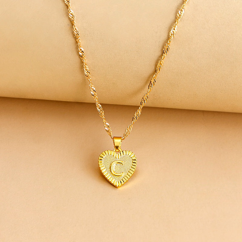 Vintage Initial Heart Necklace