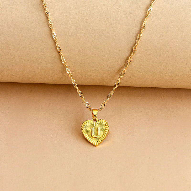 Vintage Initial Heart Necklace
