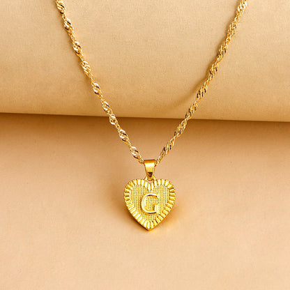 Vintage Initial Heart Necklace