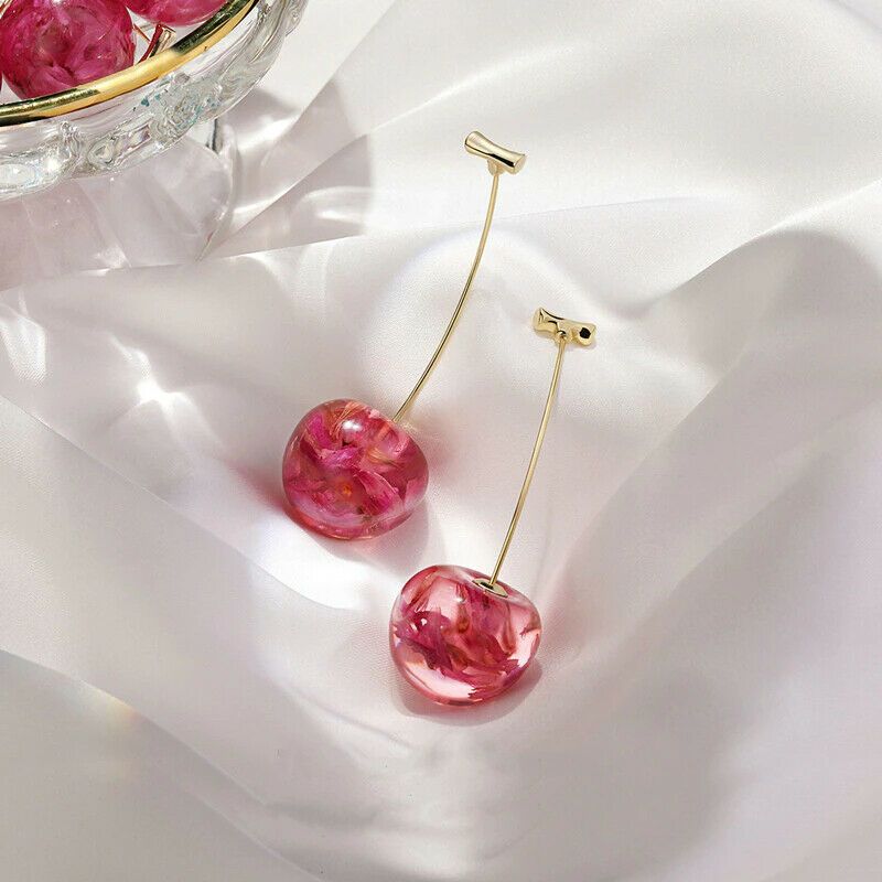 Red Cherry Drop Earrings