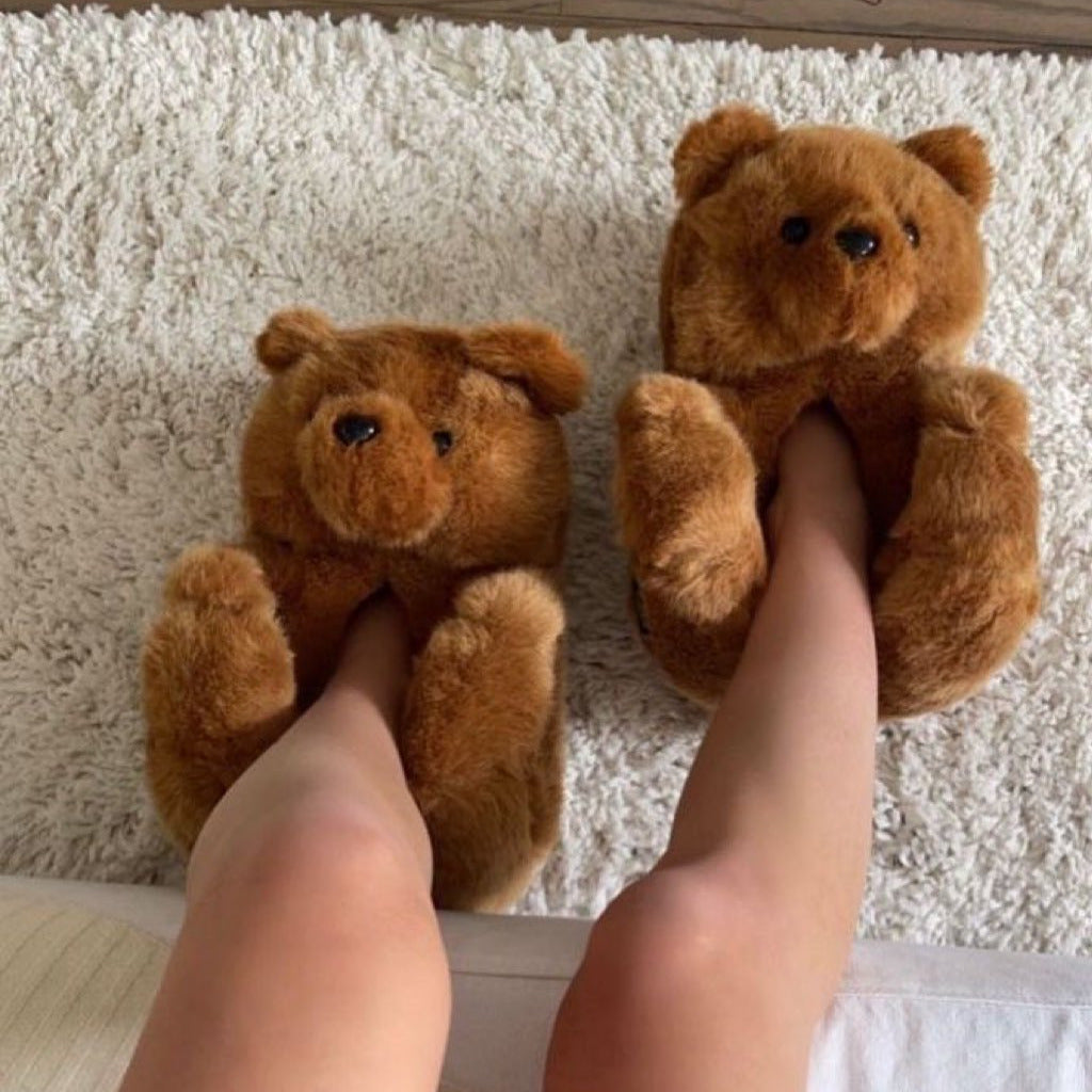 Teddy Bear Fur Slippers