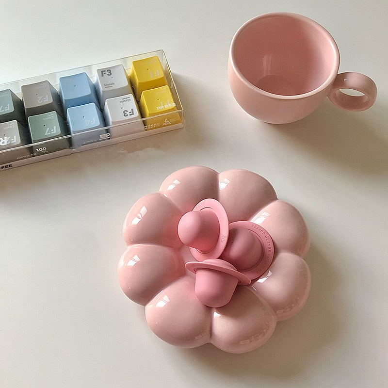 Ceramic Flower Cup And Saucer Set